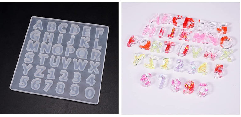 SNOOGG Mini Alphabet ABCD Mold Pack of 1 Molds for Silicone Epoxy Resin Casting Mini Alphabet Number Molds, Reusable Epoxy Molds for DIY Keychain Pendant Earring