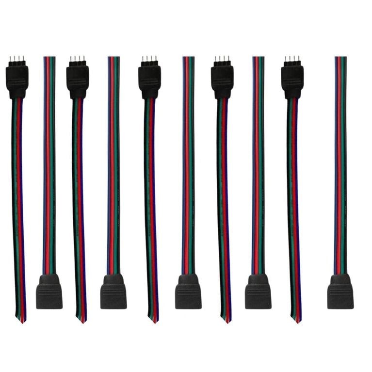 SNOOGG 10 Pack of 4 pin RGB Female and Male Needle pins Connector 5 Piece of Each for Power Source and Extension of Flexible led Strips