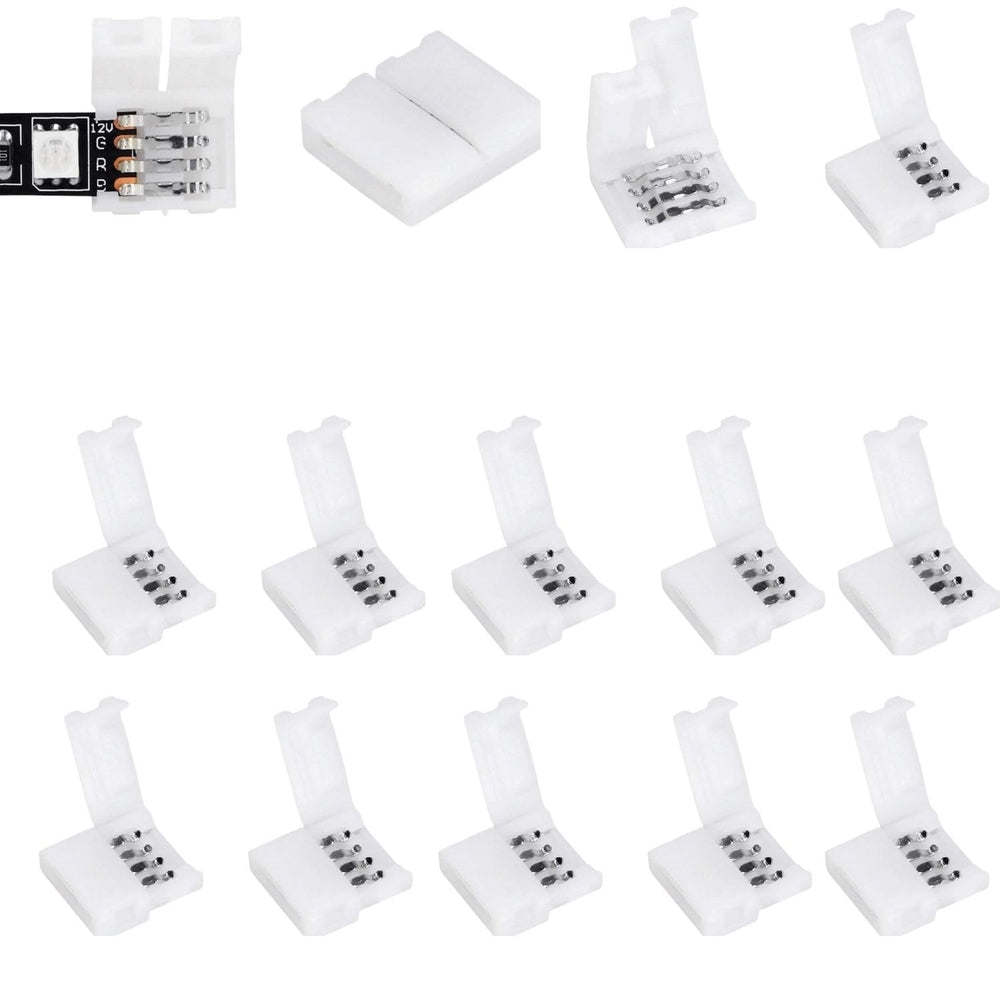 snoogg 10 pack i type 4 pin led strip connectors solderless for cob smd 2835 3528 rgb led s