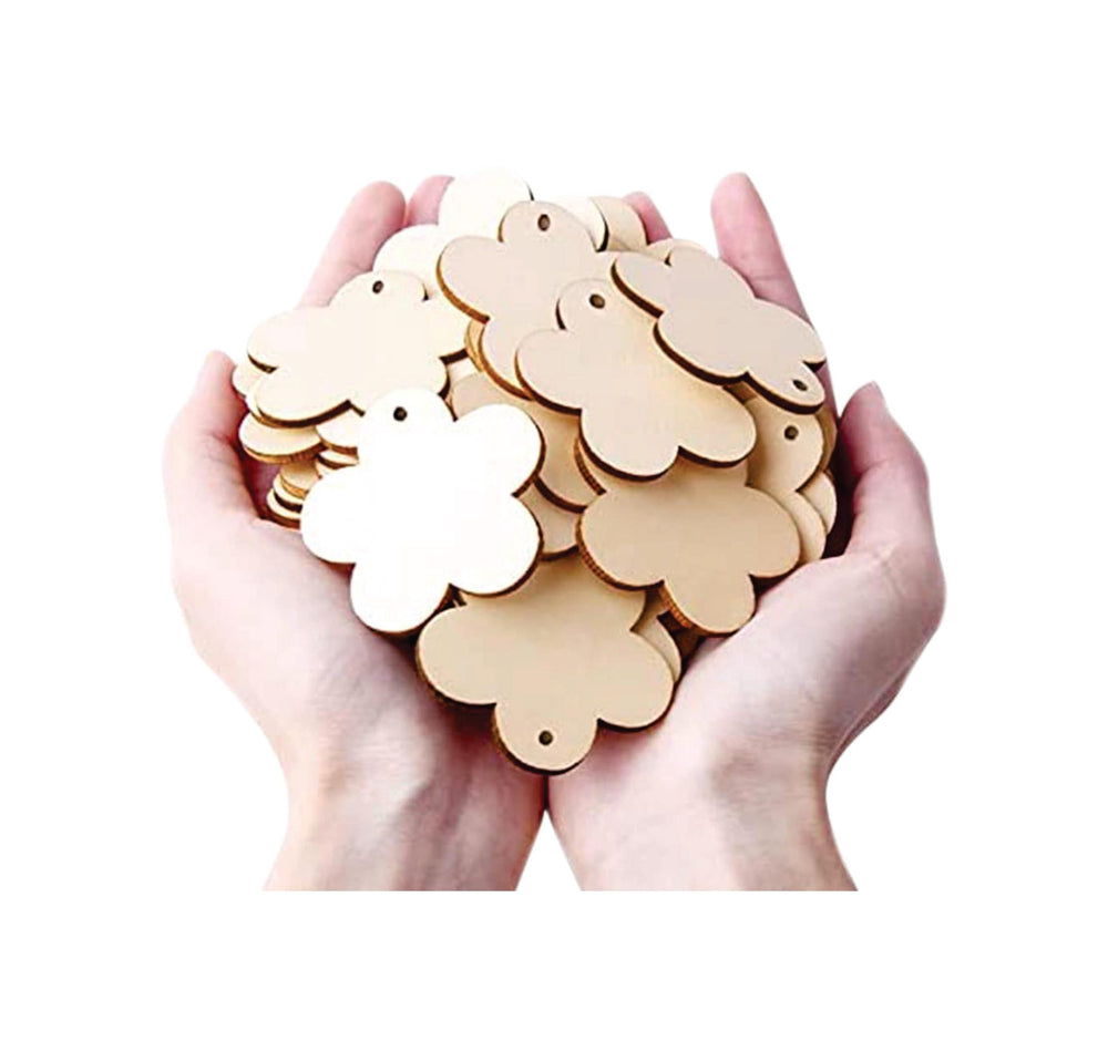 SNOOGG 10 Piece of 2 INCH Flower Keychain MDF Wooden Laser Cut Outs for Art and Crafts DIY Project,Resin Art, Festive Occasion, Wedding, Birthday Party Favors Design 444
