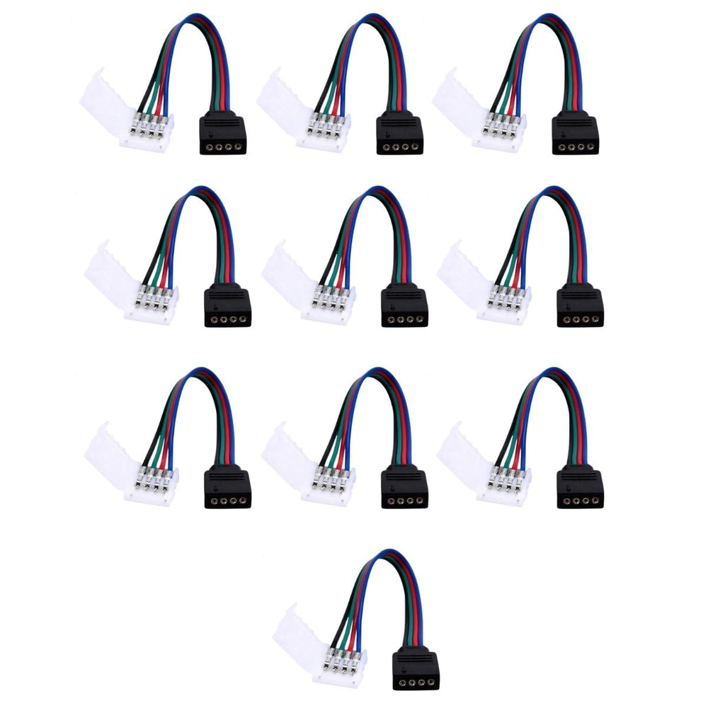 snoogg 10 pack of 4 pin rgb female needle pins and other end 4 pin led strip quick connecto