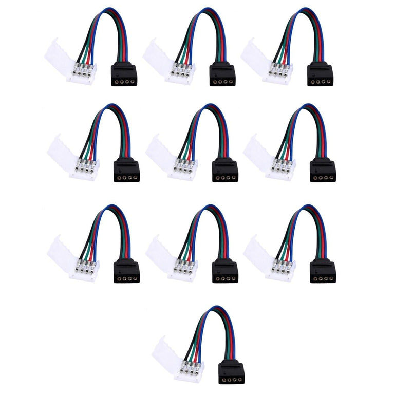 Snoogg 10 pack of 4 pin RGB female needle pins and other end 4 pin led strip quick connectors for extension of flexible led strips