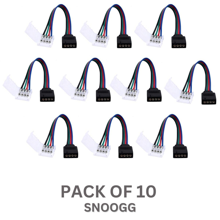 Snoogg 10 pack of 4 pin RGB female needle pins and other end 4 pin led strip quick connectors for extension of flexible led strips