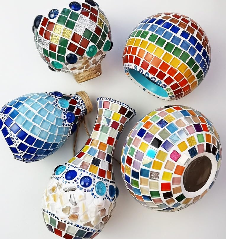 Snoogg Mosaic Glass Chips in Multicolor. Square Uniform Size Set of 4 Color. DIY Craft 100 Gram Each