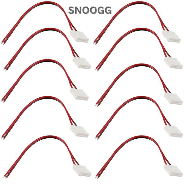 SNOOGG 20 Pack 2-Pin 8 mm with 16 CM 2 core 18 Guage Wire LED Light Strip Corner Connectors, Solderless and Gapless Adapter Terminal for Flexible LED Light Strip Connectors