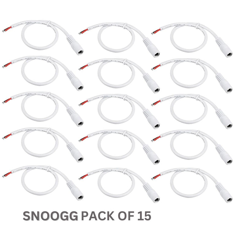 snoogg pack of 15 dc power 12v 5a female connector with 16 cm 2core wire for multiuse quick