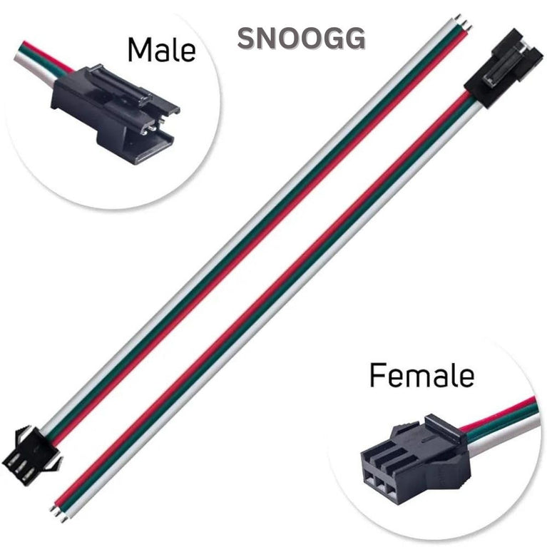 SNOOGG 10 Pairs 3 Pin Connectors 15cm 20AWG Wire Female/Male LED Connector for WS2812B WS2811 WS2812 WS2814 SK6812 CCT LED Strip Light