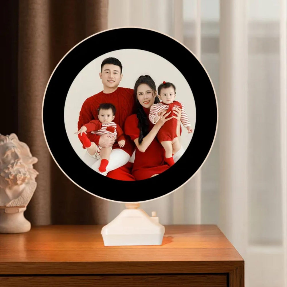 SNOOGG Magic Mirror LED Photo Frame: Light Up Your Memories! Illuminated Picture Display Circle Heart Ideal Gift for Birthday, Mother's Day, Anniversary, Wedding, Baby Born (White, Circle Size)