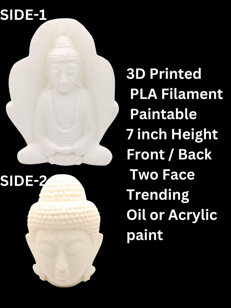 SNOOGG 3D Buddha Head and Meditating Buddha Statue for Home, Rustic Spiritual, Ready to Paint Your own or use as it is for Home DÃ©cor Unpainted DIY Arts and Crafts Mock up