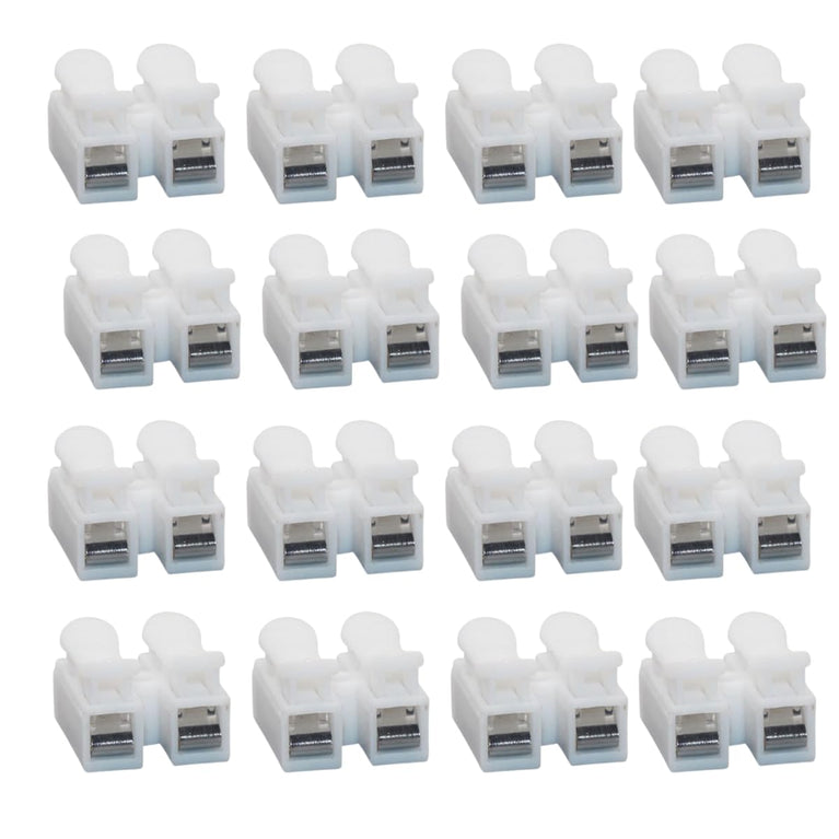 SNOOGG 20 Pack 2 Pin Wire Connectors, Spring Wire Connectors Terminal Cable Clamp Connectors, Quick Terminal Wire Connector for Wire LED Strip Light Wire Connecting