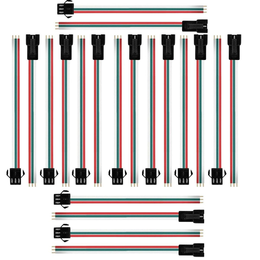 snoogg 20 pairs 3 pin connectors 15cm 20awg wire female male led connector for ws2812b ws28