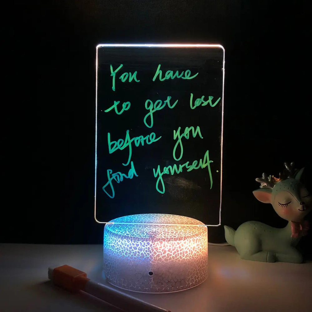 SNOOGG 6X8 Round LED Note Board: 7 Color Crack Base, Touch Control Erasable Writing Tablet. Luminous USB/Battery Design for Creative Gifts, Desk