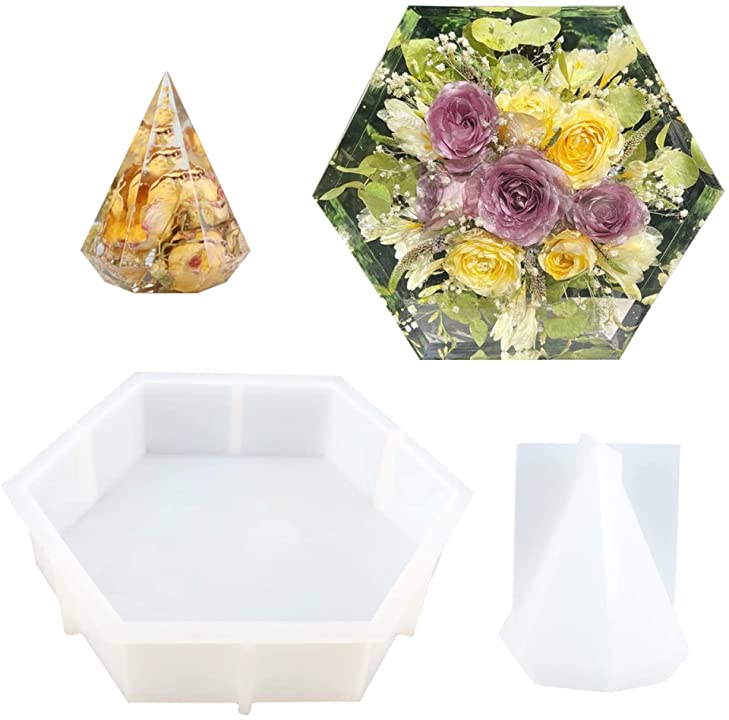 snoogg a®resin large silicone hexagon molds deep epoxy resin molds for flowers preservatio