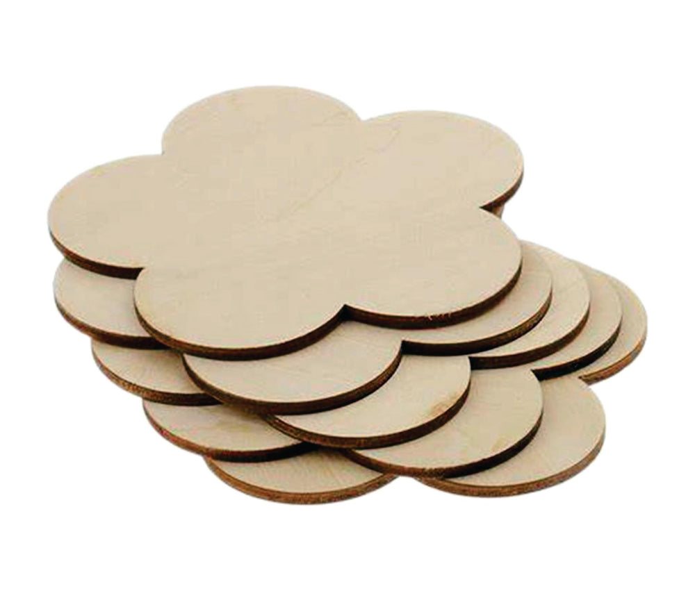 SNOOGG 4 Piece of 6 INCH Flower MDF Wooden Laser Cut Outs for Art and Crafts DIY Project,Resin Art, Festive Occasion,Wedding,Birthday Party Favors Design 441
