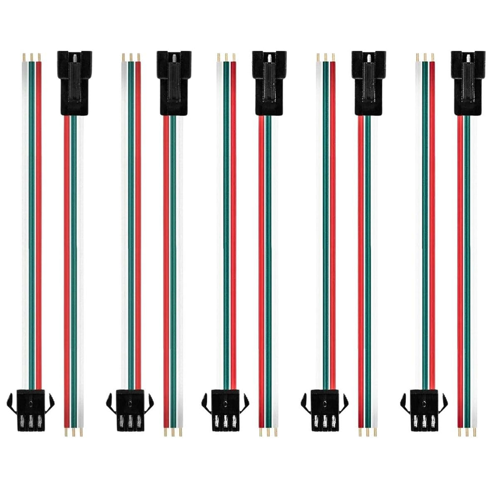 SNOOGG 10 Pairs 3 Pin Connectors 15cm 20AWG Wire Female/Male LED Connector for WS2812B WS2811 WS2812 WS2814 SK6812 CCT LED Strip Light