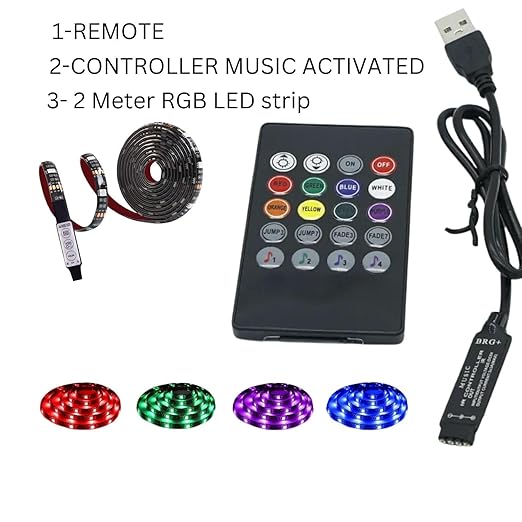 snoogg 20 keys remote music activated infrared controller with 2 meter rgb led strips work 