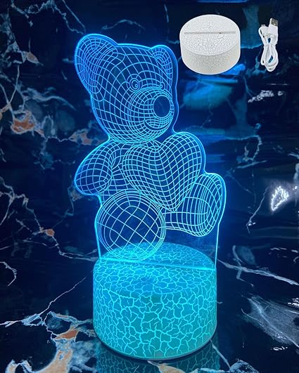 SNOOGG 3D Panda Design Night Light lamp, Dimmable with Touch Function Sturdy ABS Base in Crack Design for Kids Teenagers Adults Families for Home Bedroom
