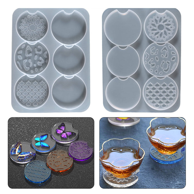Snoogg 6 Cavity multiuse Silicone Coaster Mold for Epoxy Resin Casting Resin Art Excellent for Double Pour Creation