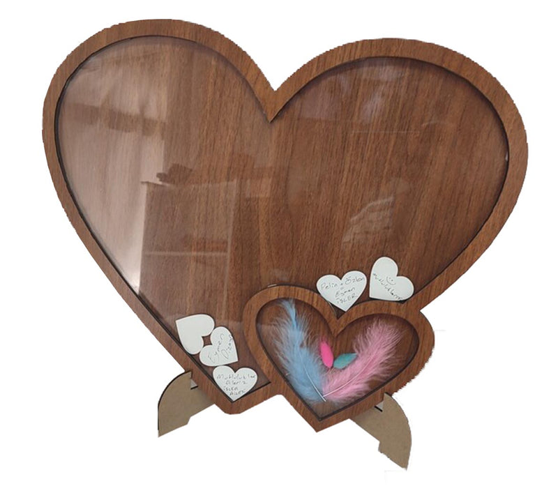 SNOOGG Heart shape Guest Book, for Wedding, anniversary Reception with Wooden Hearts Drop Box, Wedding Guestbook, Rustic Wedding Decor for build up a romantic and warm ambience