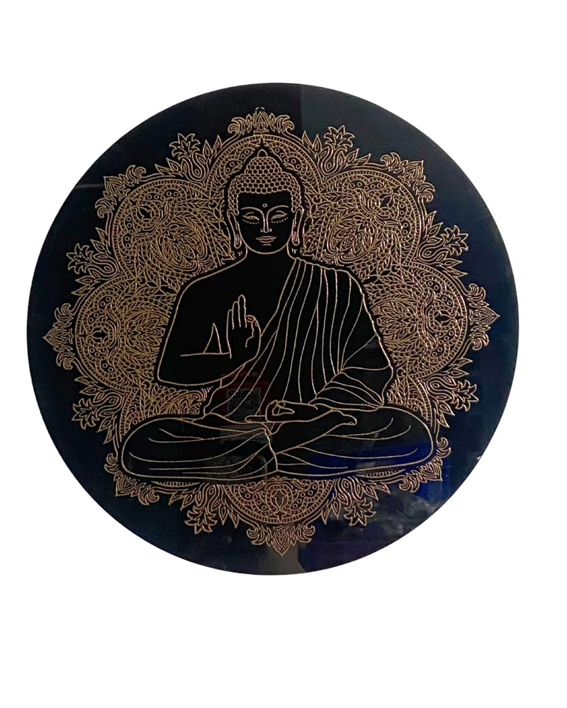 SNOOGG UV Reactive Wall Art Black and gold 12 inch Buddha Modern Artwork Spiritual Yoga Meditation Hippie bedroom Aesthetic Home Living Dining Room Kitchen (Buddha-101)