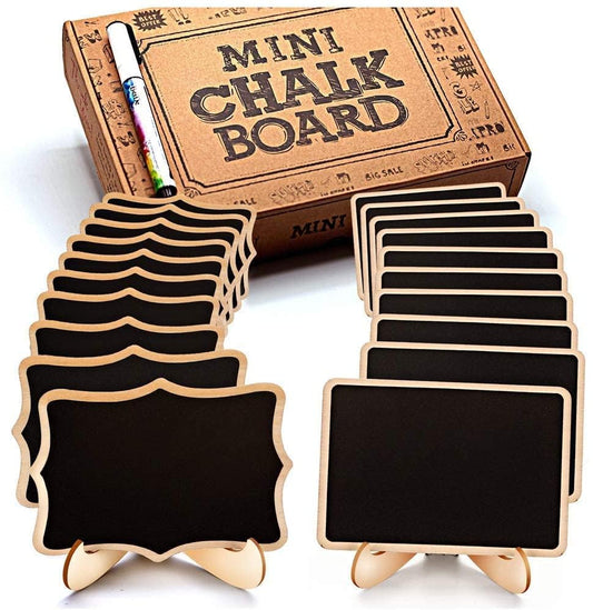 Snoogg Pack of 20 Pcs Wooden Chalkboard, Framed Small Chalkboard Labels with Easel Stand