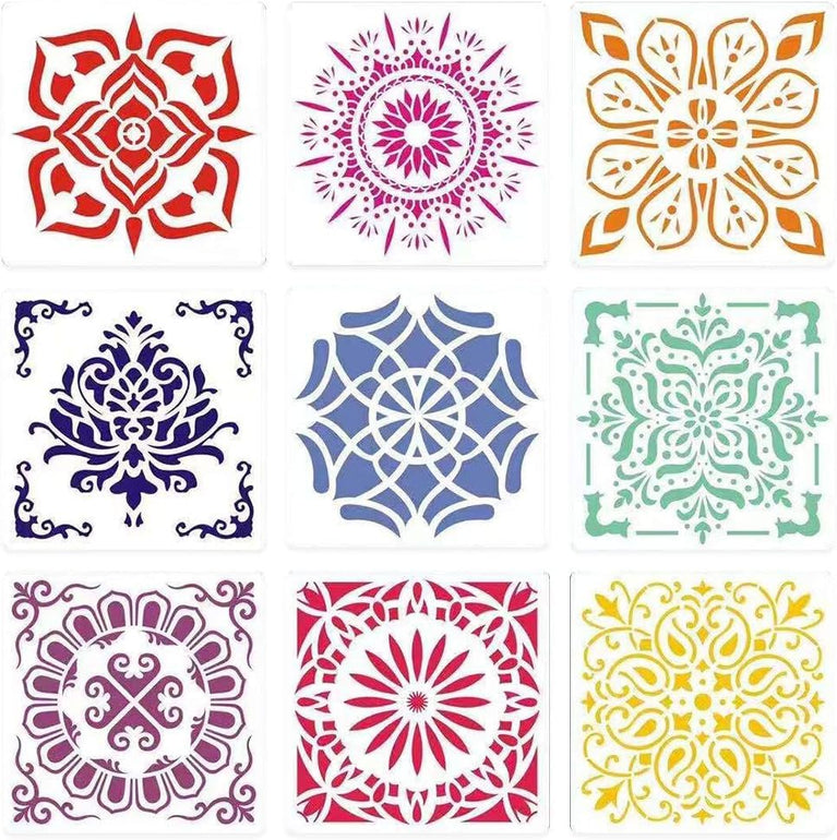 20 Pcs 4 inch Stencils and 450 gram rangloi Powder Mandala, Diwali Essential Symbols, Ganesha Painting Stencils for Rangoli Creation, Art Supplies, Drawing, Kids Learning, DIY dÃ©cor