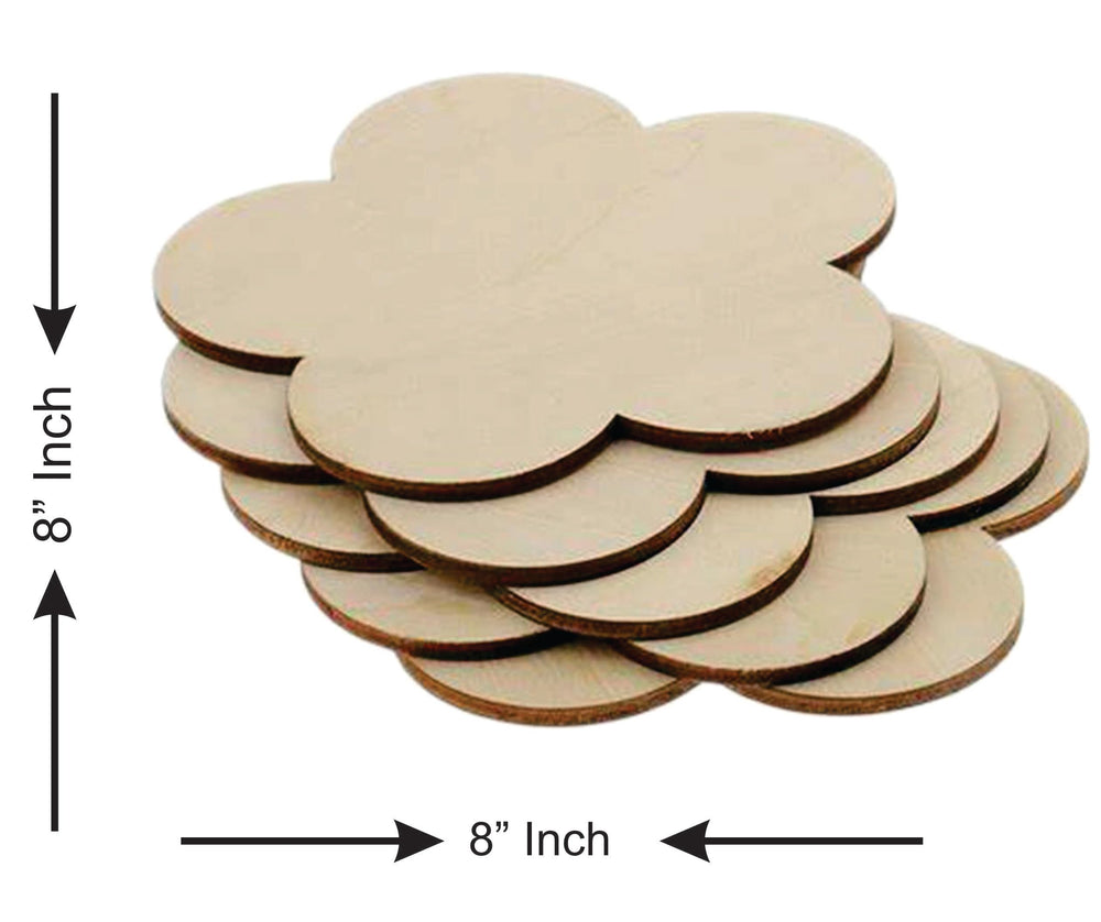 SNOOGG 4 Piece of 6 INCH Flower MDF Wooden Laser Cut Outs for Art and Crafts DIY Project,Resin Art, Festive Occasion,Wedding,Birthday Party Favors Design 441