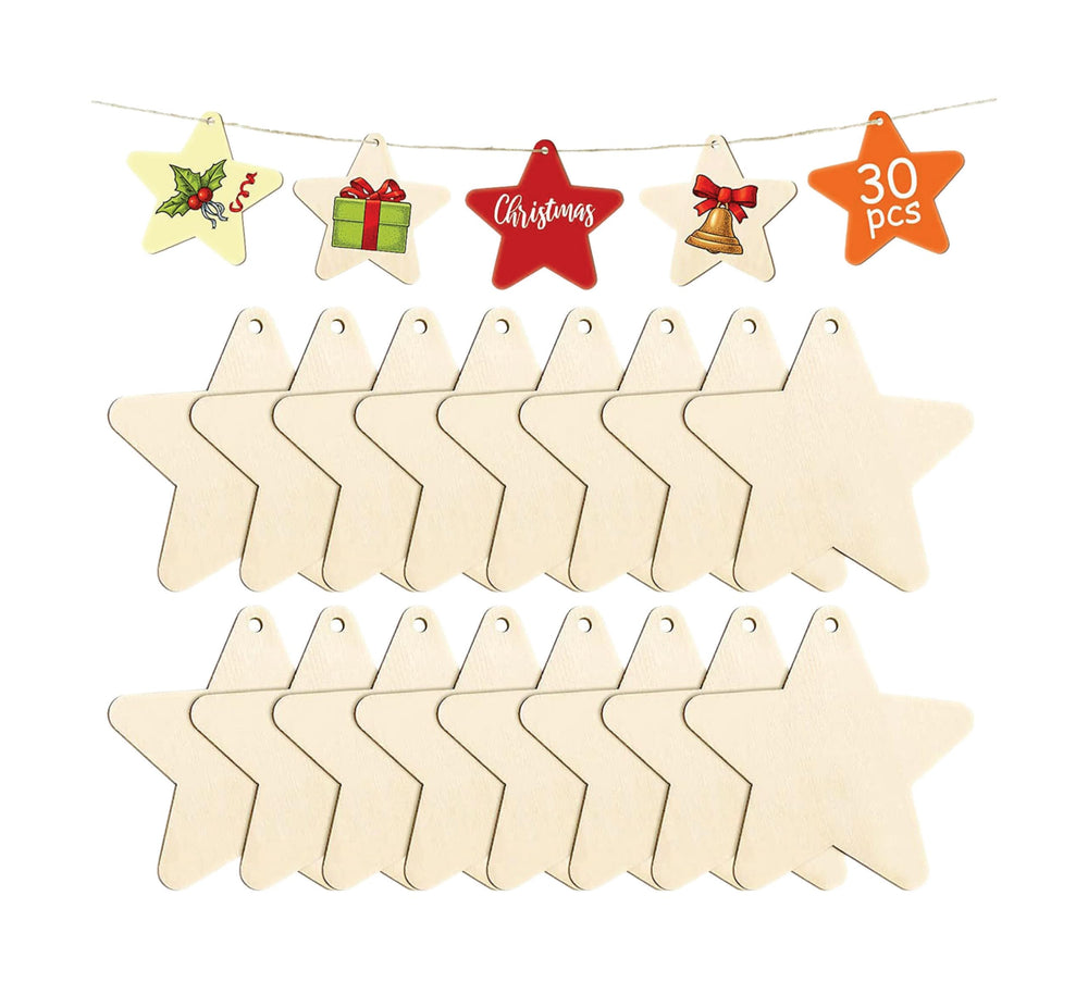 SNOOGG 6 Piece of 4 INCH Star CurvMDF Wooden Laser Cut Outs for Art and Crafts DIY Project,Resin Art, Festive Occasion, Wedding, Birthday Party Favors Design 448