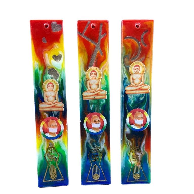 SNOOGG 4 to 5 Inch Jainism Terapanth Theme Ultra Clear Resin Art Book Marks Pack of 2 Solid Resin Base Hand Crafted by Jain, for The Jain Community