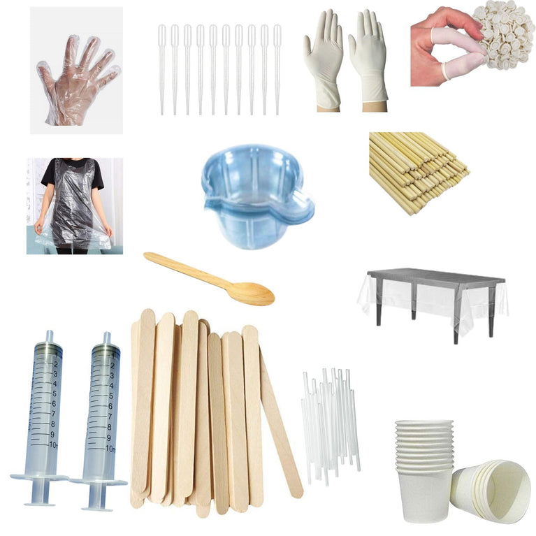 Reusable Artiest Kit of 158 Piece Essential Accessories for Painting artiest Such as as Pouring Cups, Apron, Table Cloth, Dropper, Mixing Stick Mixing Stick, Finger caps,