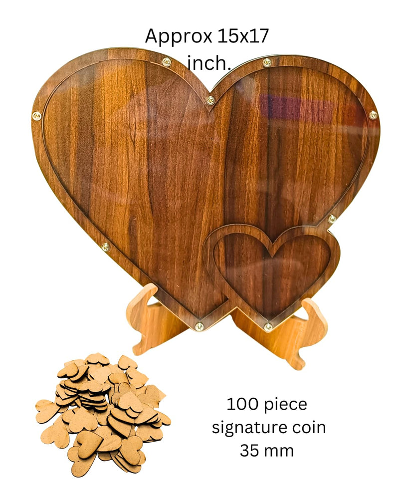 SNOOGG Rustic wedding decor to create a cosy and romantic atmosphere, heart-shaped guest book for weddings, anniversary receptions with wooden hearts drop box Pack of 2