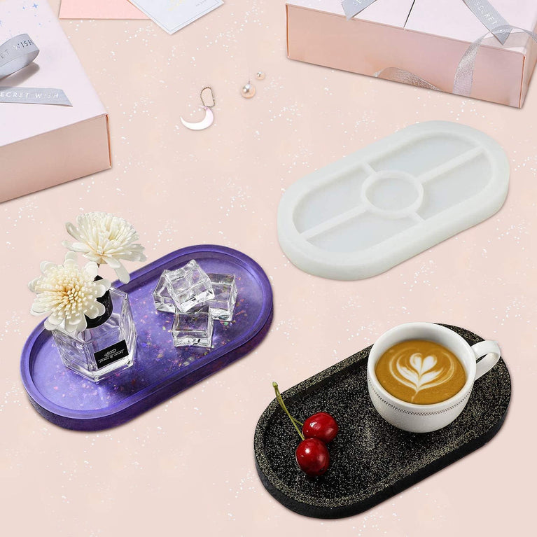 Oval tray for serving cosmetic organiser etc