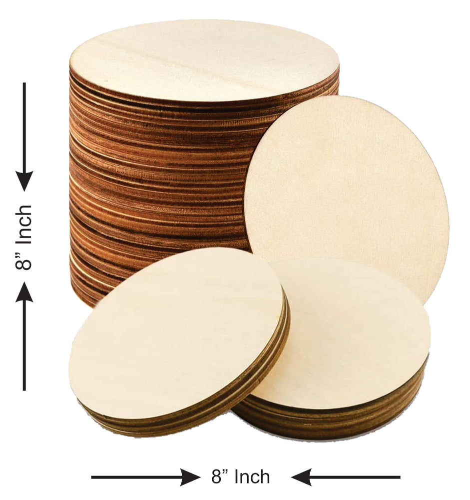 SNOOGG 2 Piece of 8 INCH Round MDF Wooden Laser Cut Outs for Art and Crafts DIY Project,Resin Art, Festive Occasion, Birthday Party Favors Design 438