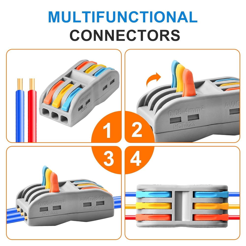 snoogg diy mini quick terminal junction block compact splice electrical 3 in 3 out connecto