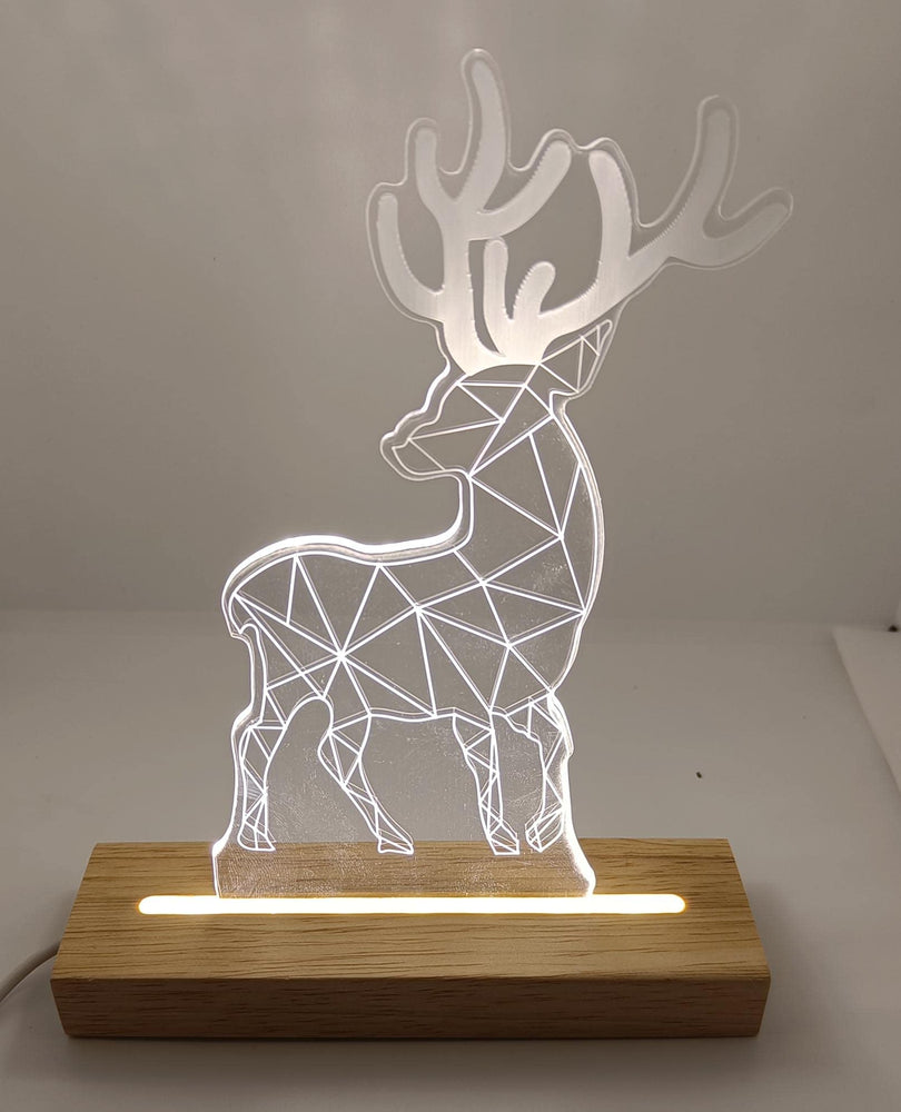 SNOOGG Memorial Gift Night Light Clear Crystal Acrylic Deer Gifts Sign with LED Light Lamp Base Remembrance Bereavement, Beautiful Cardinal Gifts Present for Loved One