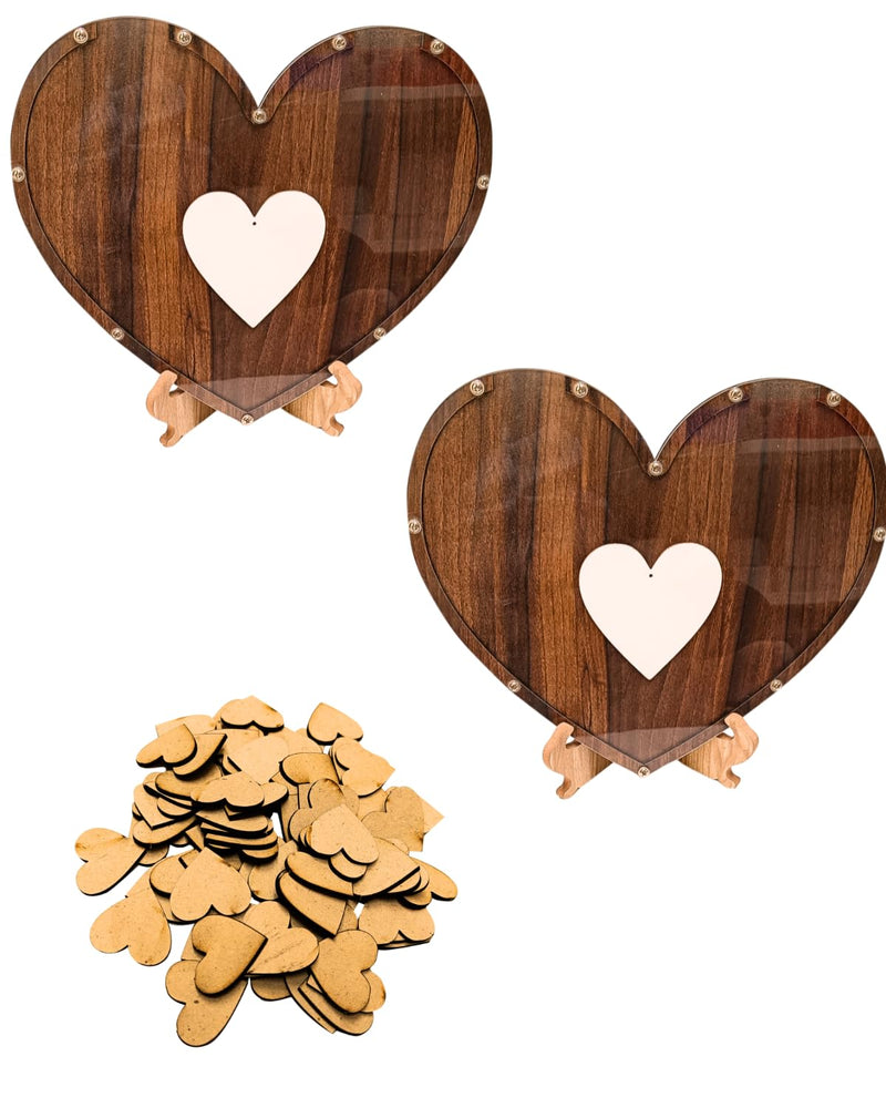 SNOOGG Rustic Wedding Reception Decorations with Guest Book Set Wooden Reading Book with Heart Drop Guest Sign for Guests' Anniversaries, Celebrations, and Weddings.Pack of 2