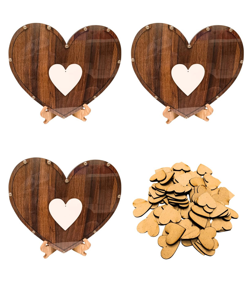 SNOOGG Guest Book Set and Rustic Wedding Reception Decorations Reading book made of wood with a heart drop For guests' weddings, anniversaries, and celebrations, use the guest sign.Pack of 3