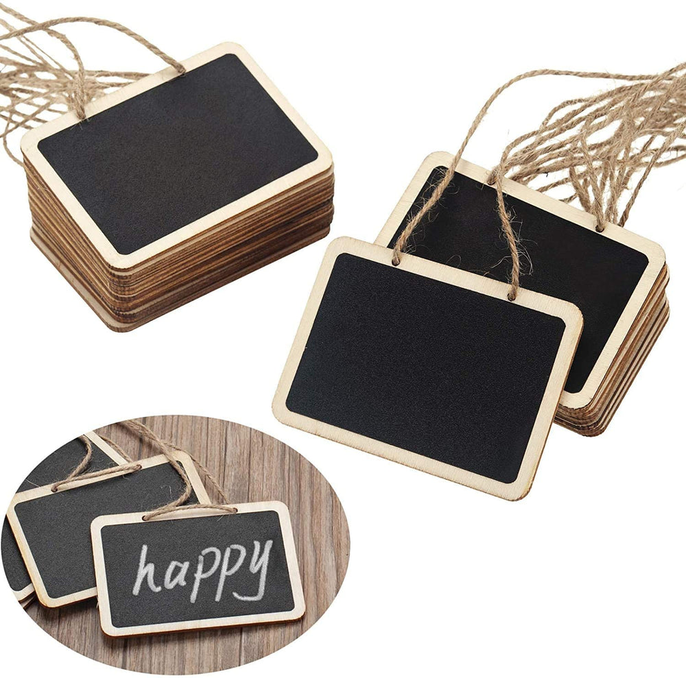 Snoogg Mini Chalkboards Signs Hanging Rectangle Chalkboards Double Sided Blackboard Message Board Hanging Signs for Weddings, Kids Crafts (5 Pc, Design 4)