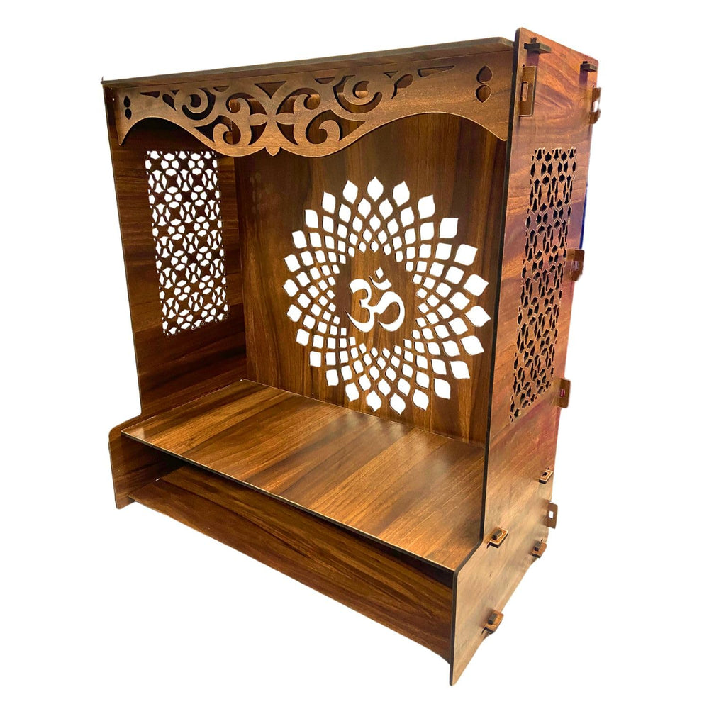 SNOOGG Wall Mounted Wooden Pooja mandir Temple Stand for Home and Office. Easiest Assembly with Assembly Locks in Size 23 x 10 x 10 inch