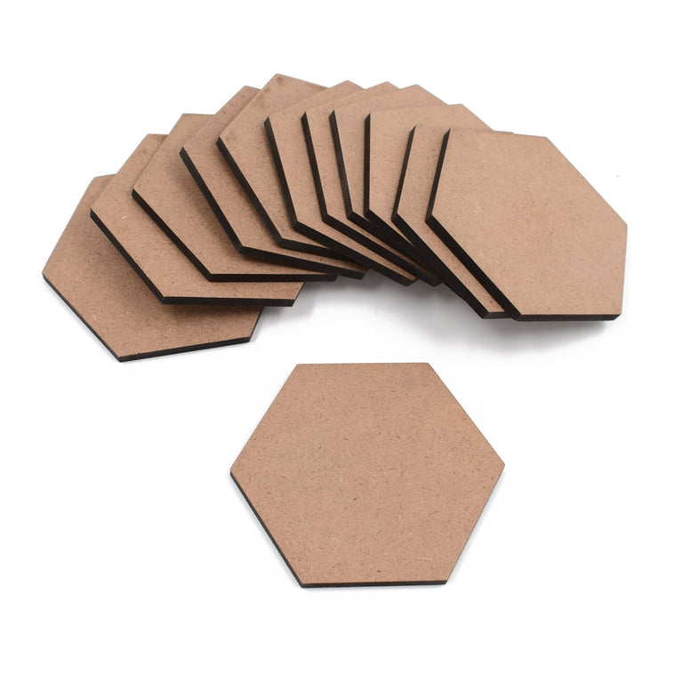 Snoogg MDF Pine Wood for Art and Craft for Resin Art, Mandala Art, Painting, Student Project, DIY Project. Shape Hexagon Size 4 Inch Pack of 20