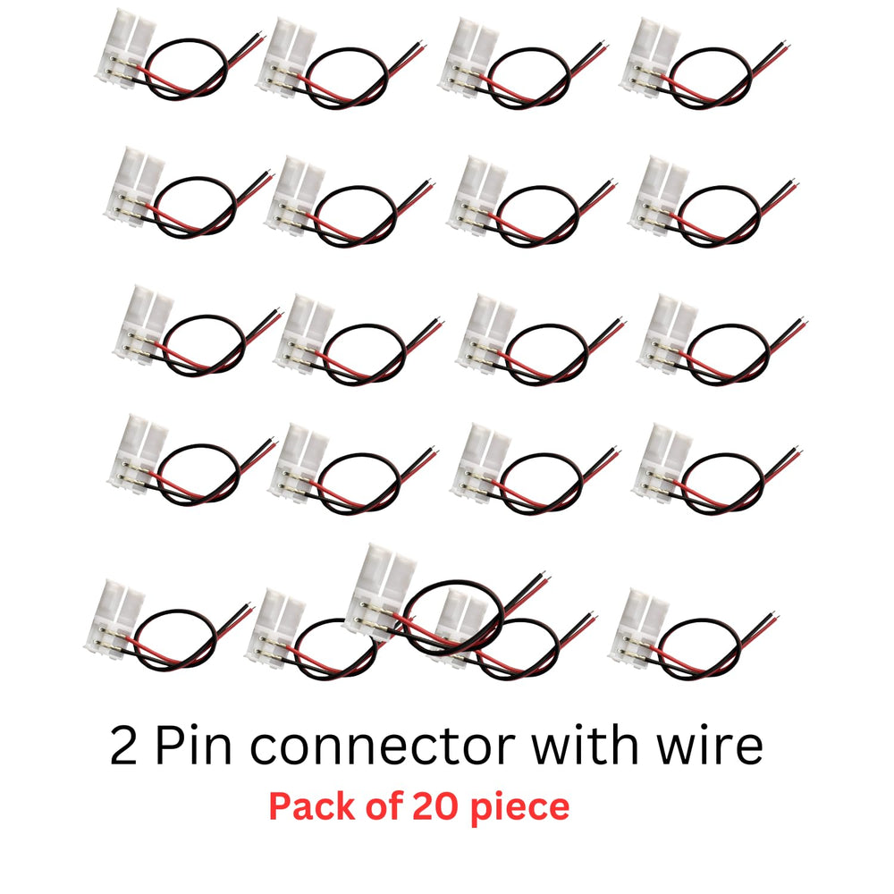 SNOOGG 25 Pack 2 pin Solderless Connector with Wire LED 5v 12v 24v Monochrome LED Low Voltage Strip’s