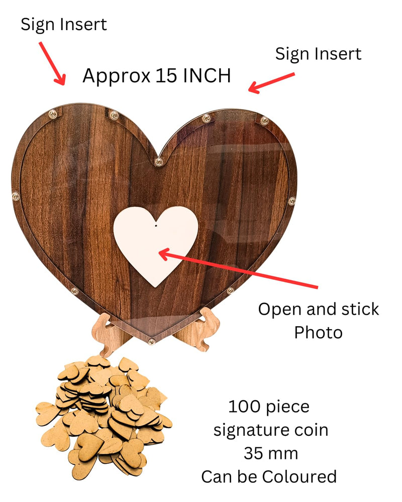 SNOOGG Rustic Wedding Reception Decorations with Guest Book Set Wooden Reading Book with Heart Drop Guest Sign for Guests' Anniversaries, Celebrations, and Weddings.Pack of 2