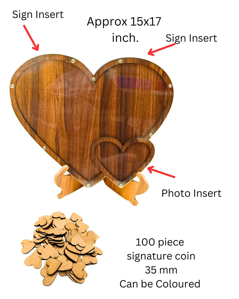 SNOOGG Heart-shaped guest books for weddings, rustic wedding dÃ©cor to create a comfortable and romantic ambiance, and wooden hearts for anniversary celebrations drop box Pack of 3