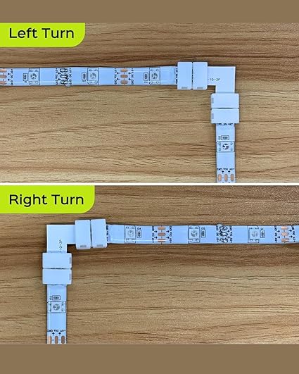 SNOOGG 12 Pack L Shape 3 pin Solderless and Gapless Connector 8 mm Unwired for LED Strips Terminal Extension 12V 72W