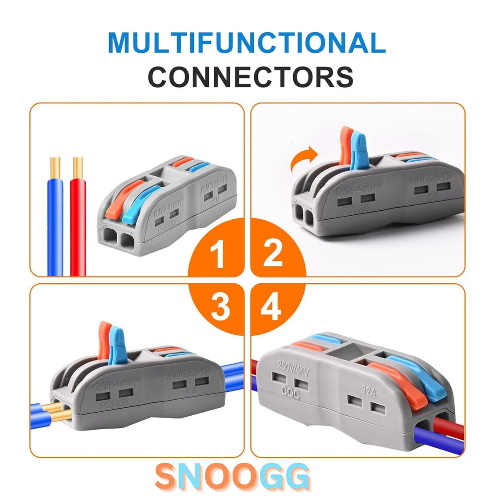 snoogg diy mini quick terminal junction block compact splice electrical 2 in 2 out connecto