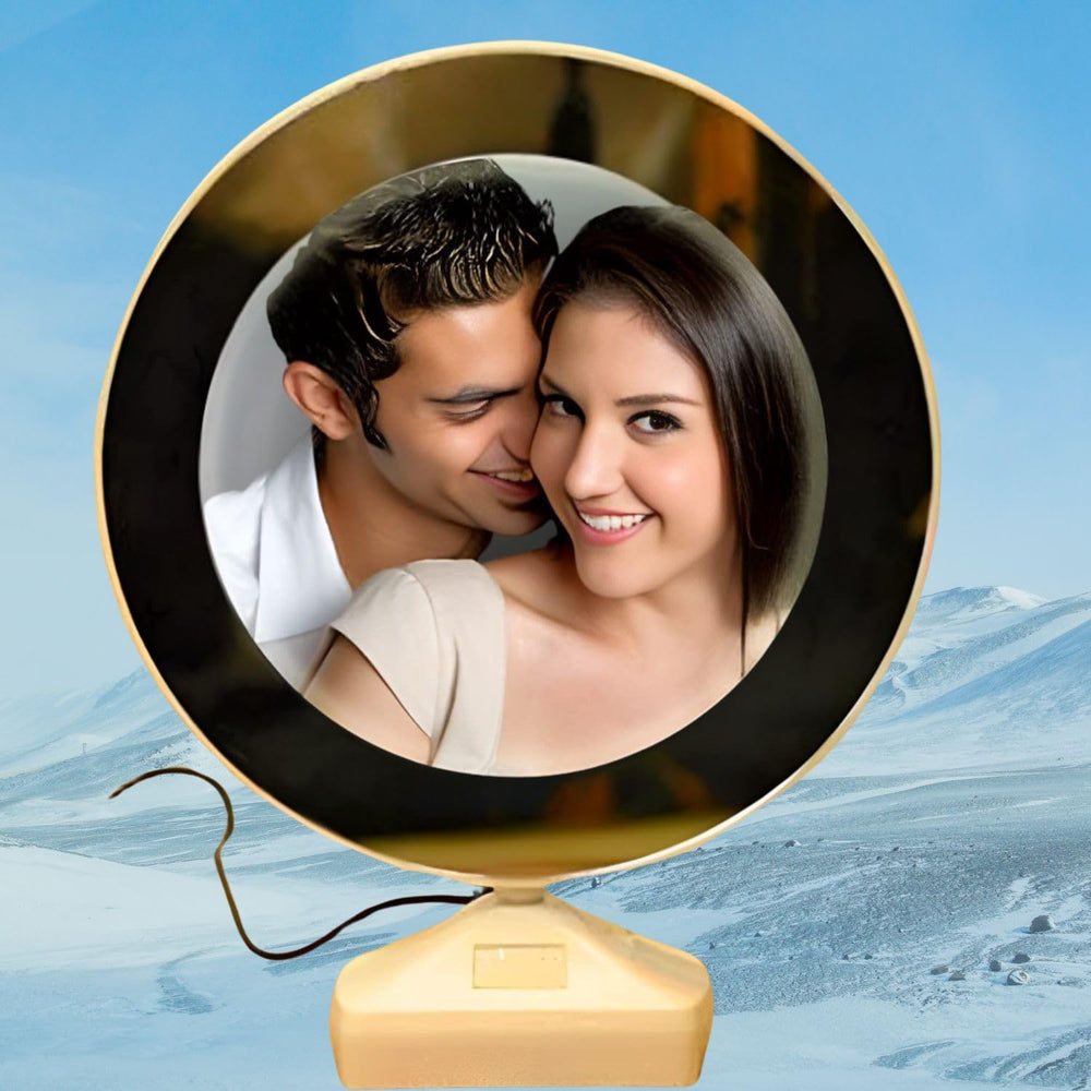 SNOOGG Magic Mirror LED Photo Frame: Light Up Your Memories! Illuminated Picture Display Circle Heart Ideal Gift for Birthday, Mother's Day, Anniversary, Wedding, Baby Born (White, Circle Size)