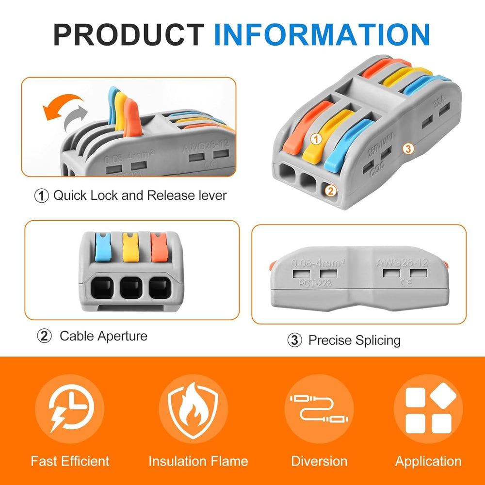 snoogg diy mini quick terminal junction block compact splice electrical 3 in 3 out connecto