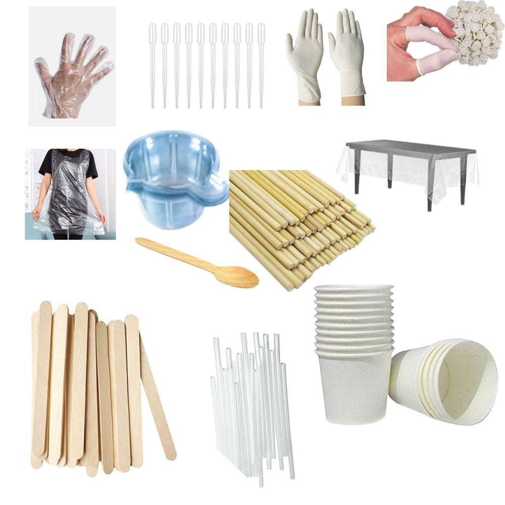 Reusable Artiest Kit of 214 Piece of Resin Art Most Essential Reusable Accessories as Pouring Cups, Apron, Table Cloth, Dropper, Mixing Stick Mixing Stick, Finger caps