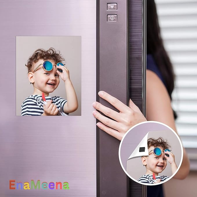 enameena pack of 50 flexible magnetic squares with adhesive 1 5 mm thick 1x1 inch square id