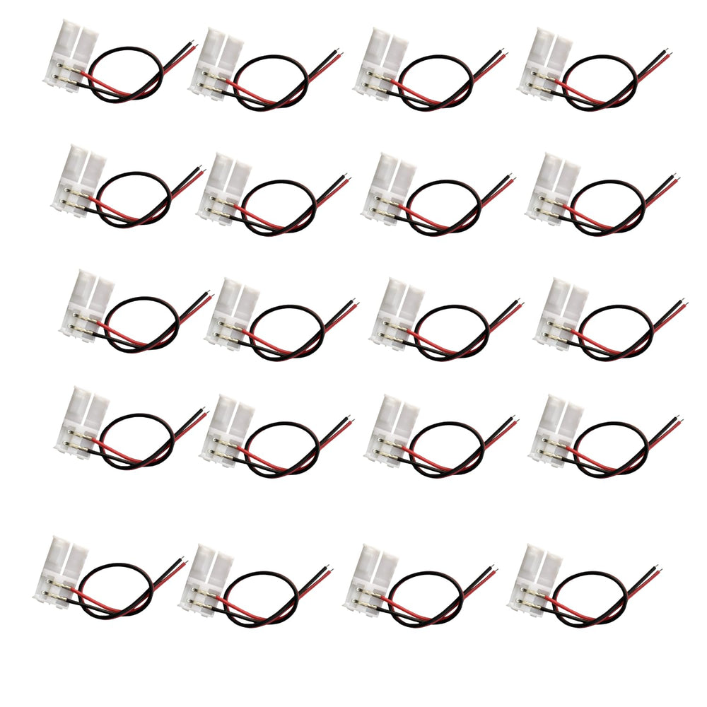 SNOOGG 25 Pack 2 pin Solderless Connector with Wire LED 5v 12v 24v Monochrome LED Low Voltage Strip’s